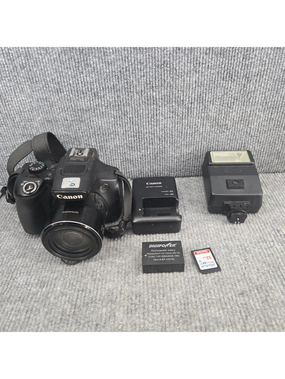 Canon PowerShot SX60 HS Digital Camera with Flash 32G SD Card Charger Battery